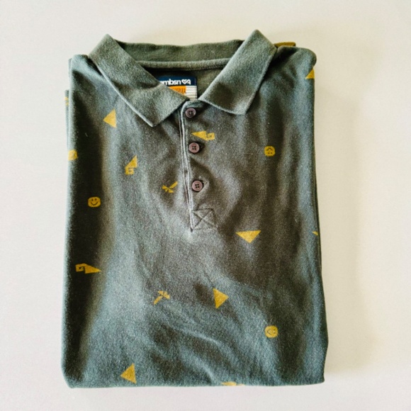 MEN AMBSN CALIFORNIA Forrest Green Print Casual Button Polo Short Sleeve Shirt M - Picture 7 of 7